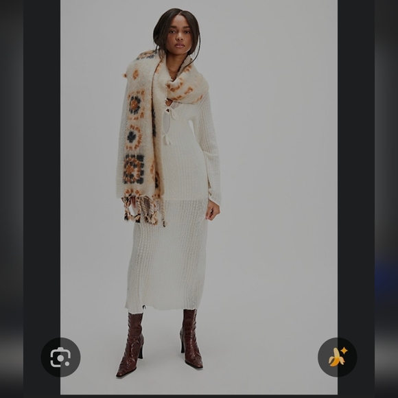 ALOHAS Dresses & Skirts - Alohas Triza Cream Knit Lace-Up Maxi Sweater Dress